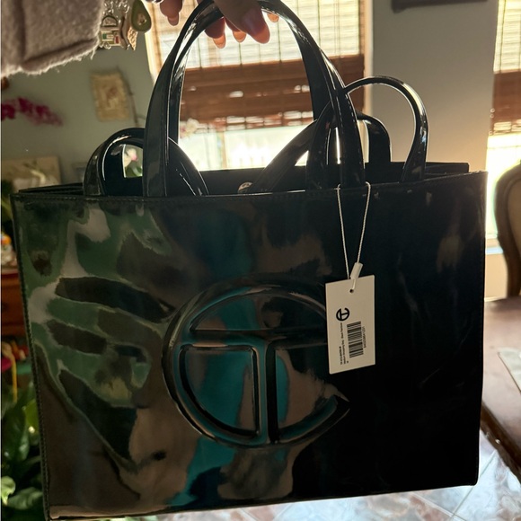 Telfar Black Holographic Tote Bag - Picture 2 of 3